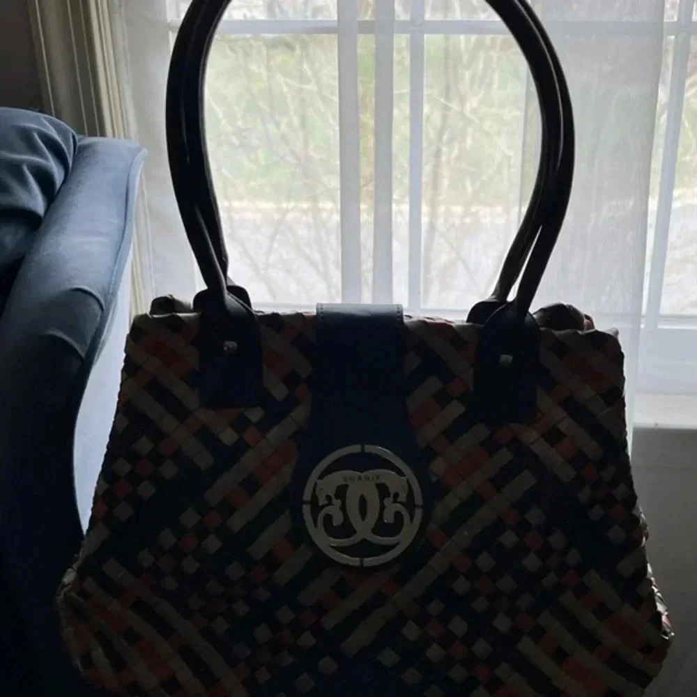 Sharif Orange and Blue leather woven Bag-brand new - Picture 7 of 9